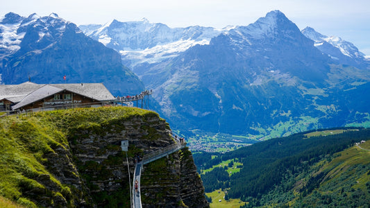 A view of a mountain with a house on top of it