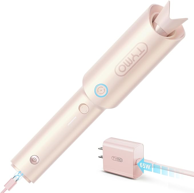 Cordless Automatic Curling Iron 1 Inch - TYMO CURLGO Rotating Curling Wand