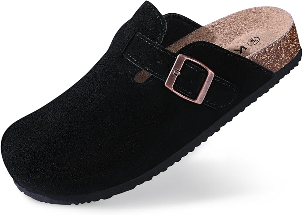 KIDMI Women's Suede Clogs Leather Mules