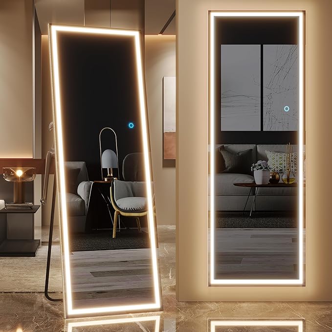 LVSOMT Full Length Tall Floor Mirror with LED Lights
