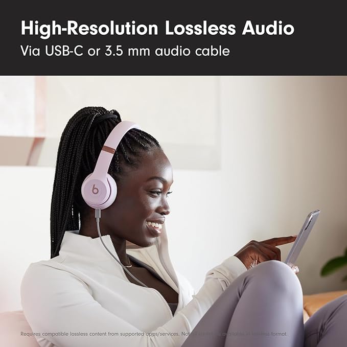 Beats Solo 4 - Wireless Bluetooth On-Ear Headphones, Apple & Android Compatible - Cloud Pink