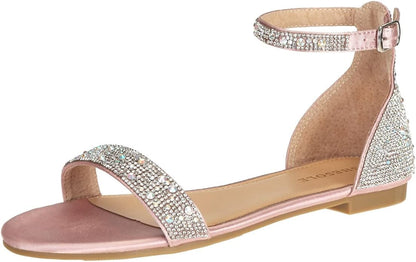 SheSole Women's Sparkly Rhinestone Strappy Flat Sandals