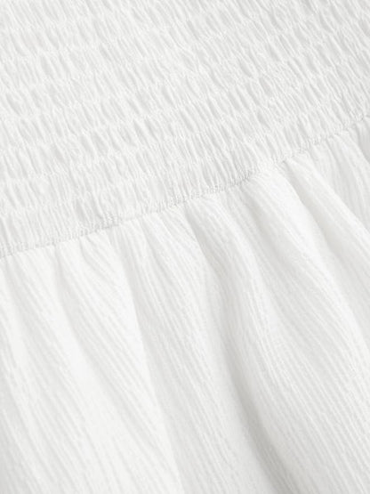 CIDER Women's Summer Cocktail Dress - Tube Ruched Ruffle Mini Dress