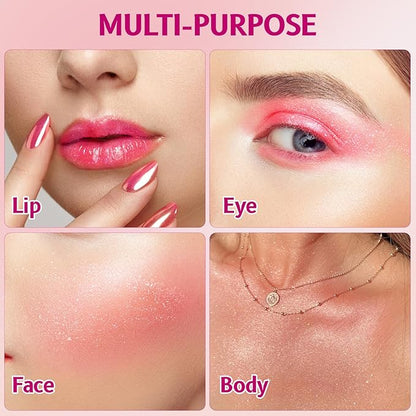 4 Colors Cooling Water Jelly Blush/Tint, Glitter Multi-Use Stick