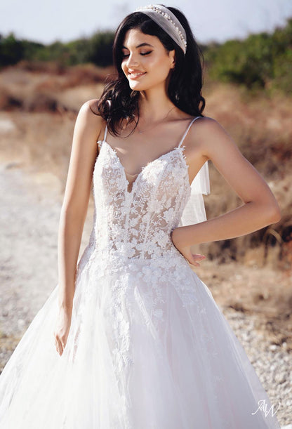a bride and groom pose for a picture 