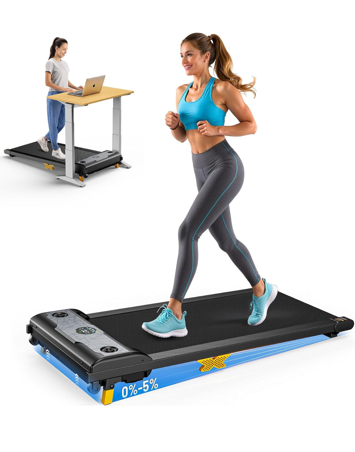 Walking Pad, Under Desk Treadmill with Incline, 3 in 1 Portable Walking Treadmill with Remote Control