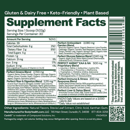 BodyHealth Greens Formula made from Whole Food Fruit & Vegetable Extracts