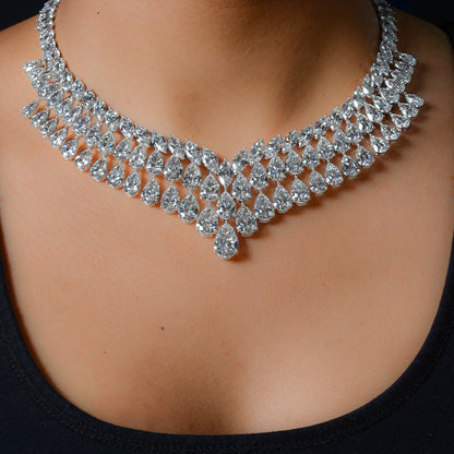 165 CTTW Pear and Marquise Lab Grown Diamond Couture Collar Necklace in 18kt White Gold White Gold | Ritani