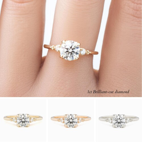 IGI certified lab diamond engagement ring, Lab grown diamond, Solid 14k gold