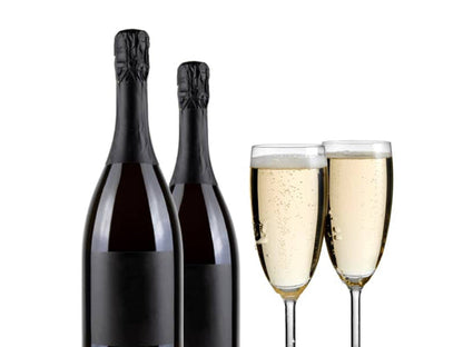 a couple of bottles of wine sitting next to each other 